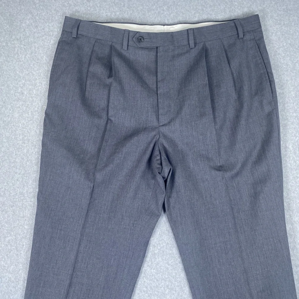 Lauren Ralph Lauren Dress Pants Mens 40x32 Gray Wool Pleated Cuffed Trousers